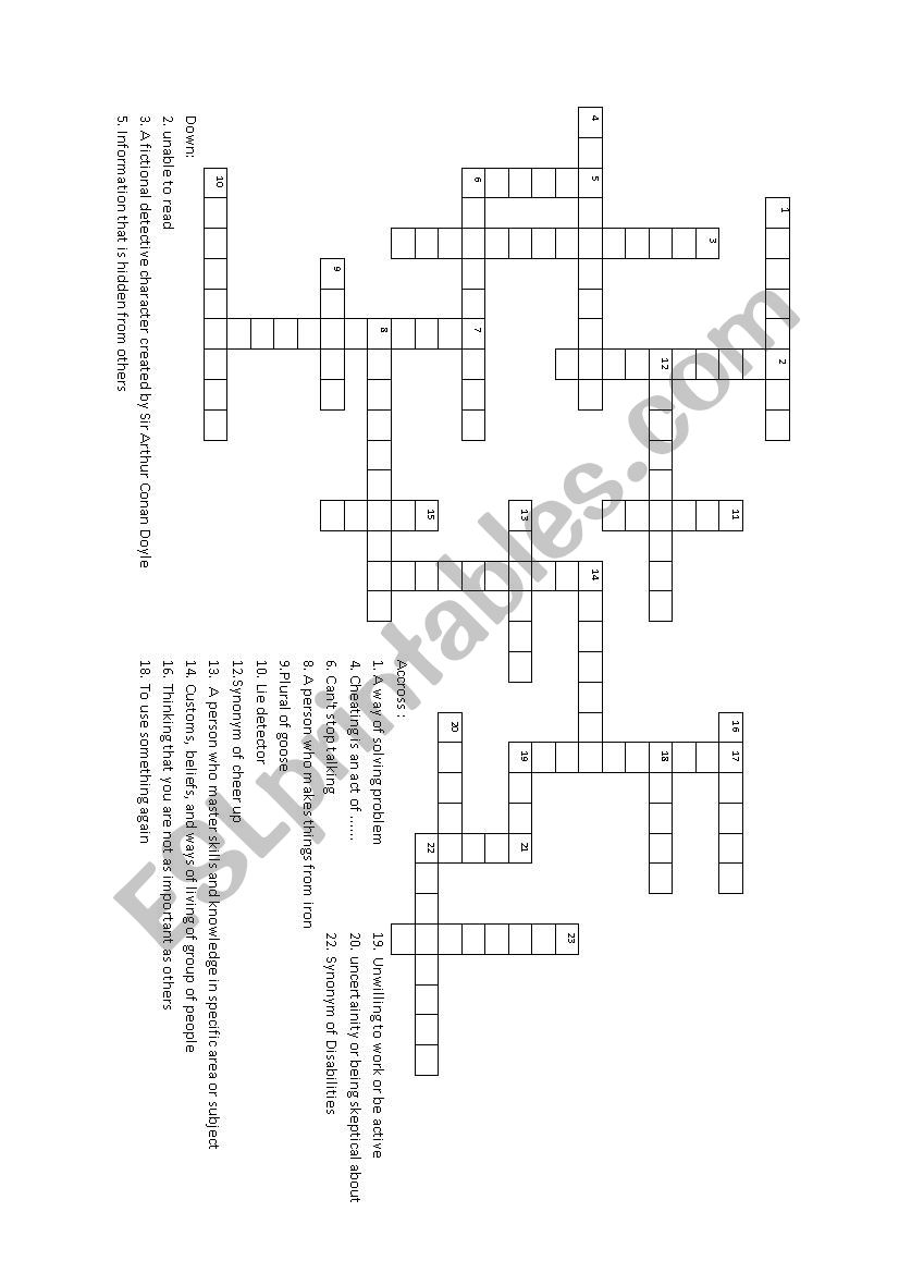 Crossword Puzzle worksheet