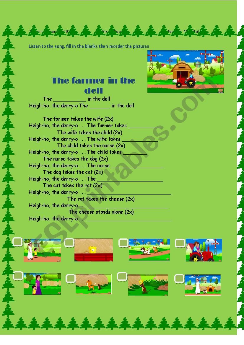 The Farmer in the Dell worksheet