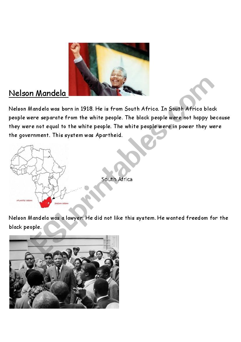 Nelson Mandela worksheet