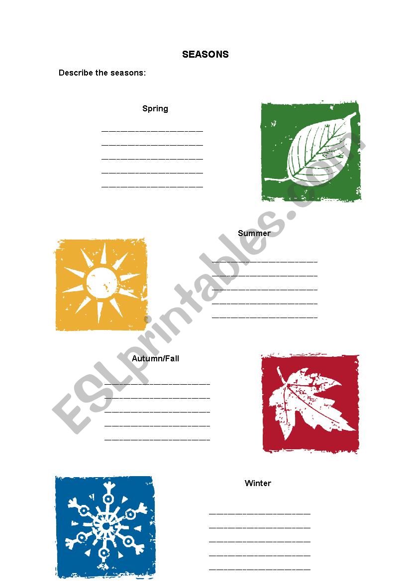 Seasons worksheet