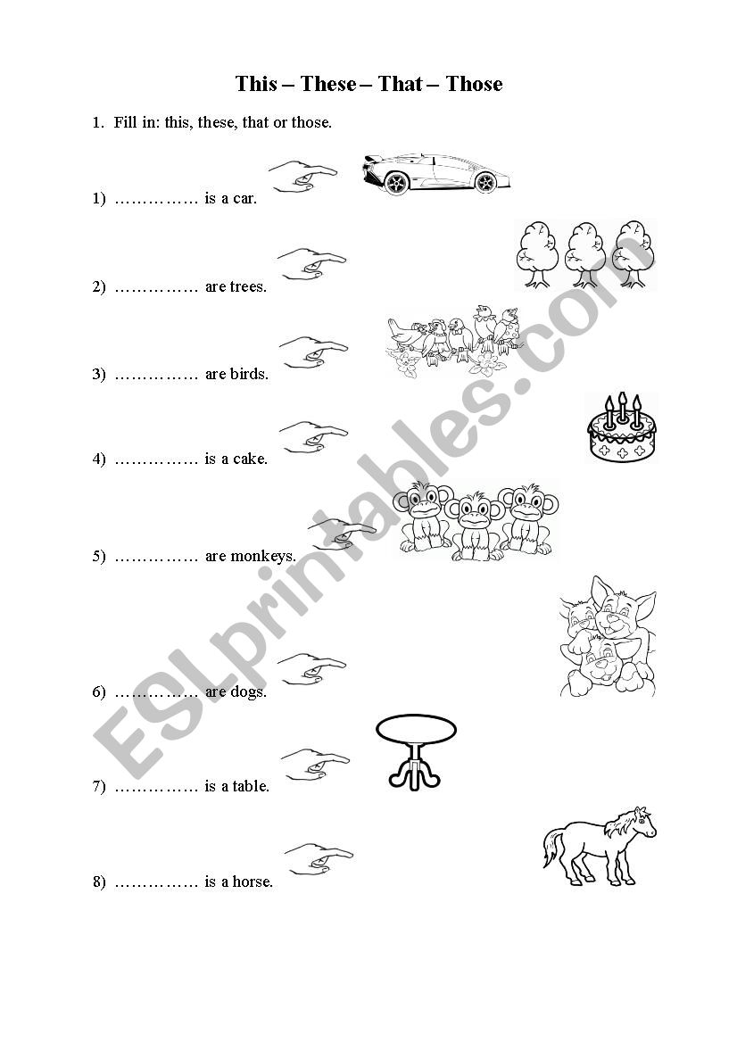 Demonstrative pronouns 1 worksheet