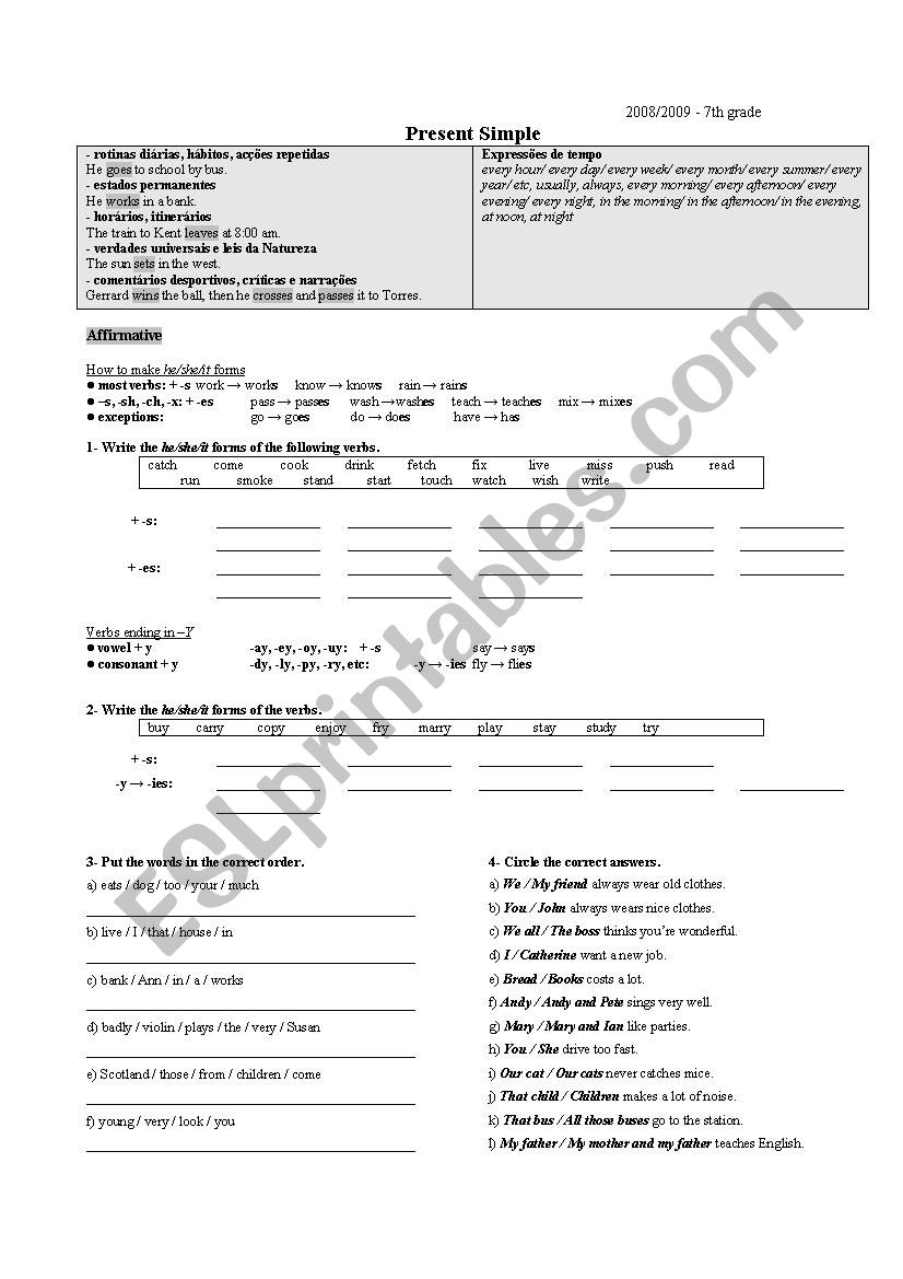 Present Simple worksheet