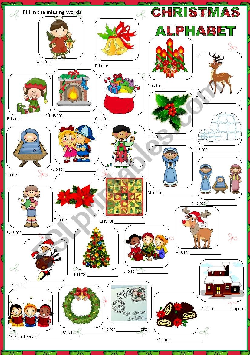 CHRISTMAS ALPHABET worksheet