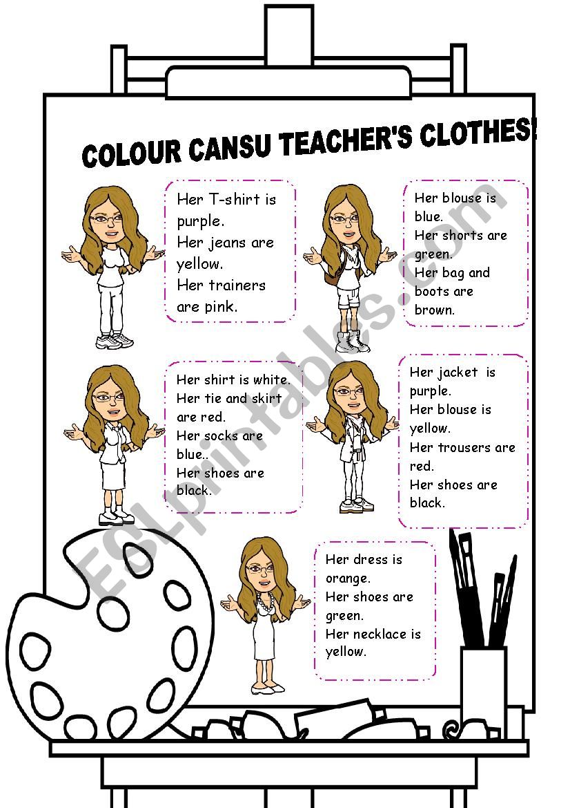 COLOUR THE CLOTHES worksheet