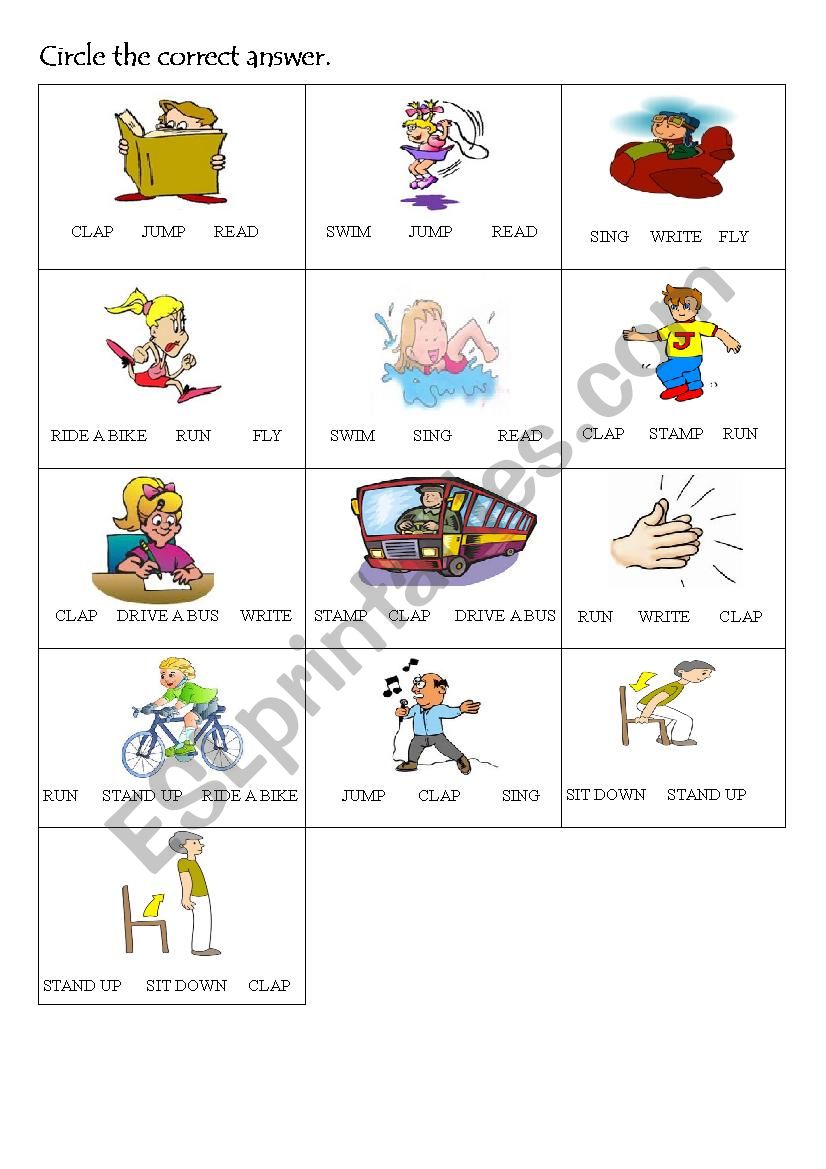 verbs choice worksheet