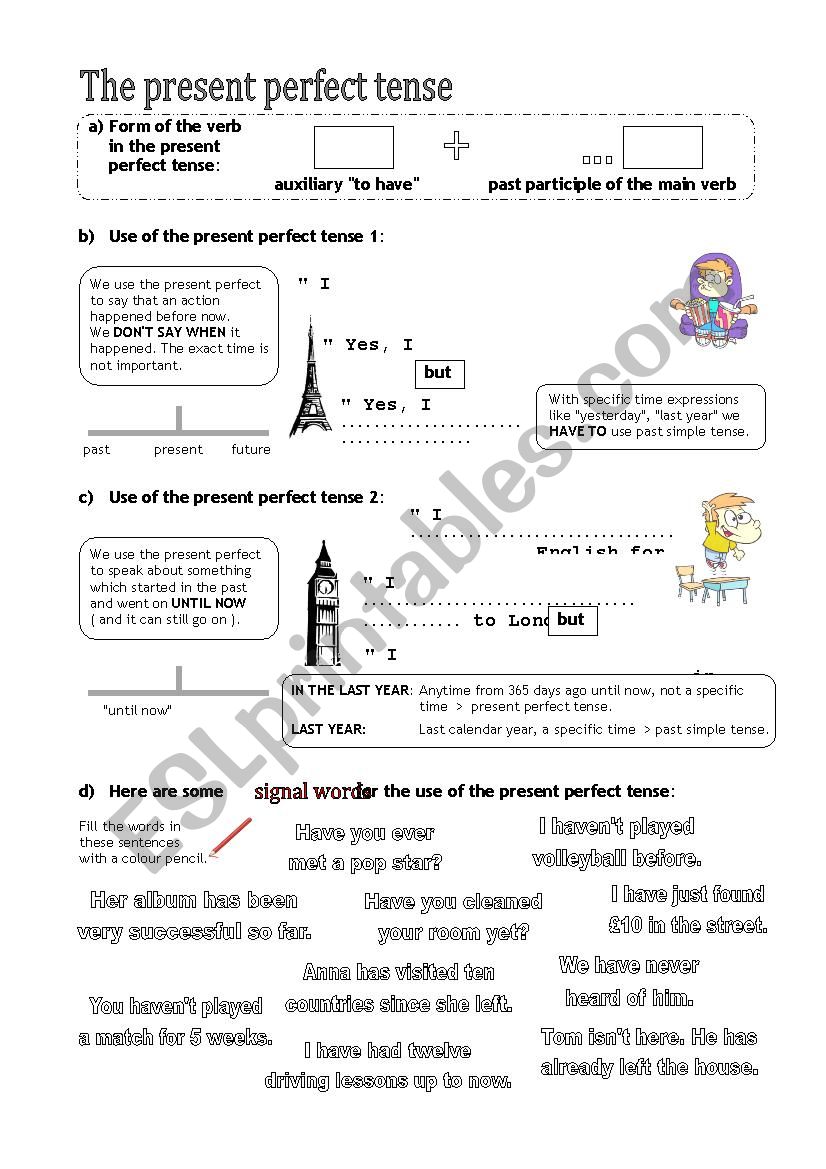 The present perfect tense worksheet