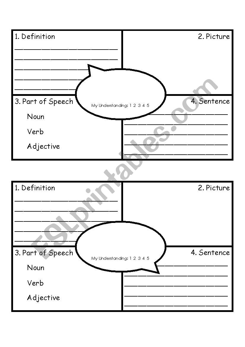 Four square vocabulary graphic organizer