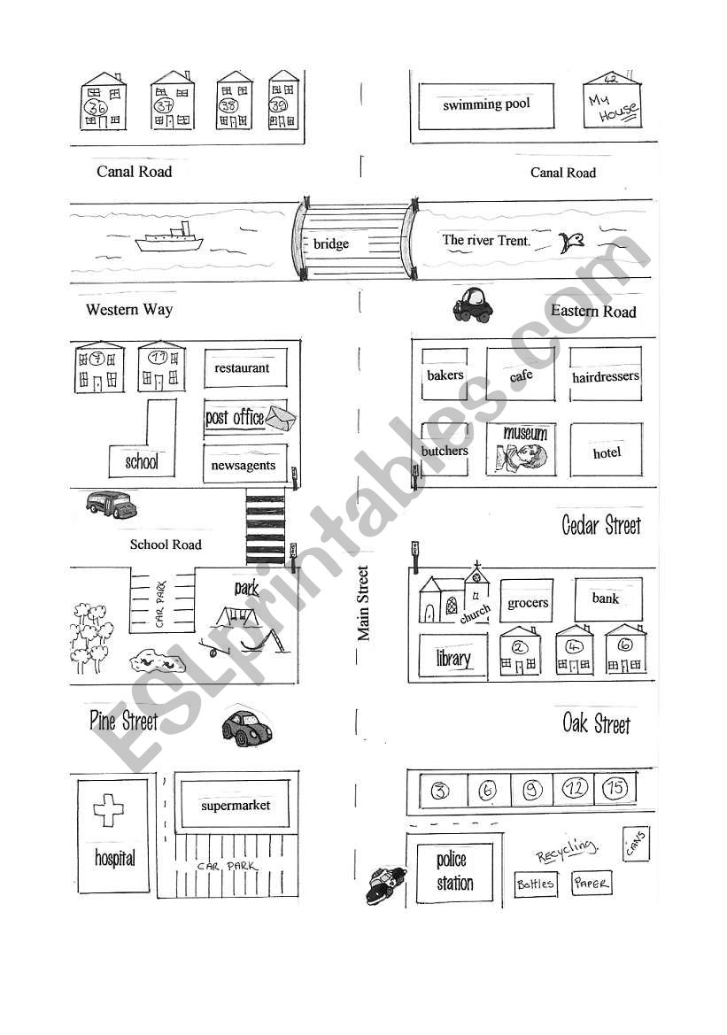 giving directions map worksheet