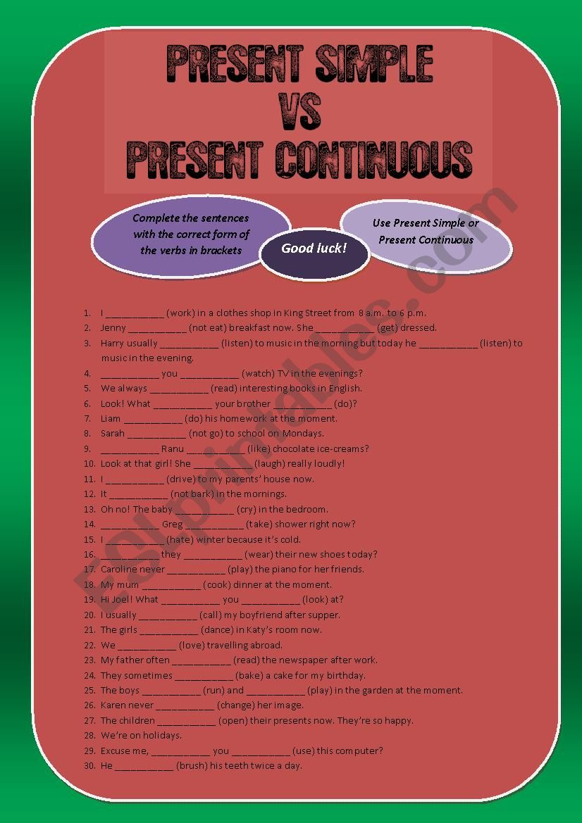 Present Simple vs Present Continuous