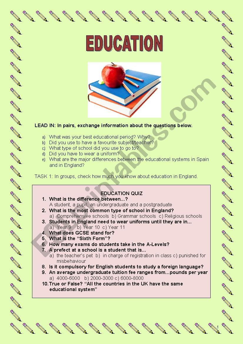 EDUCATION LESSON PLAN worksheet