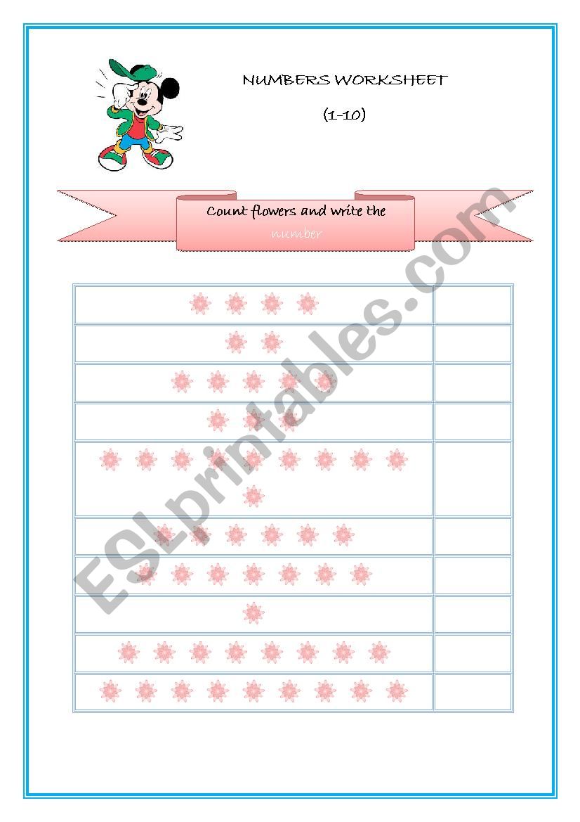 1-10 numbers worksheet worksheet