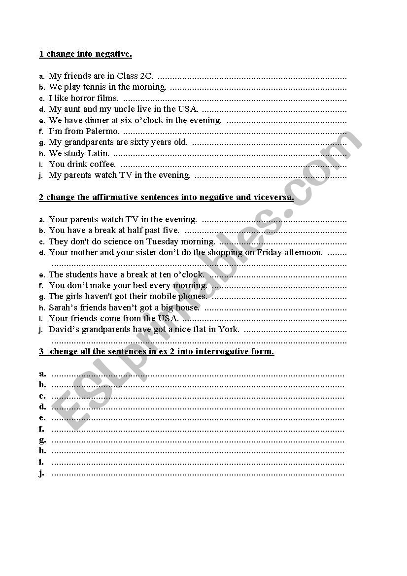 grammar exercises  worksheet