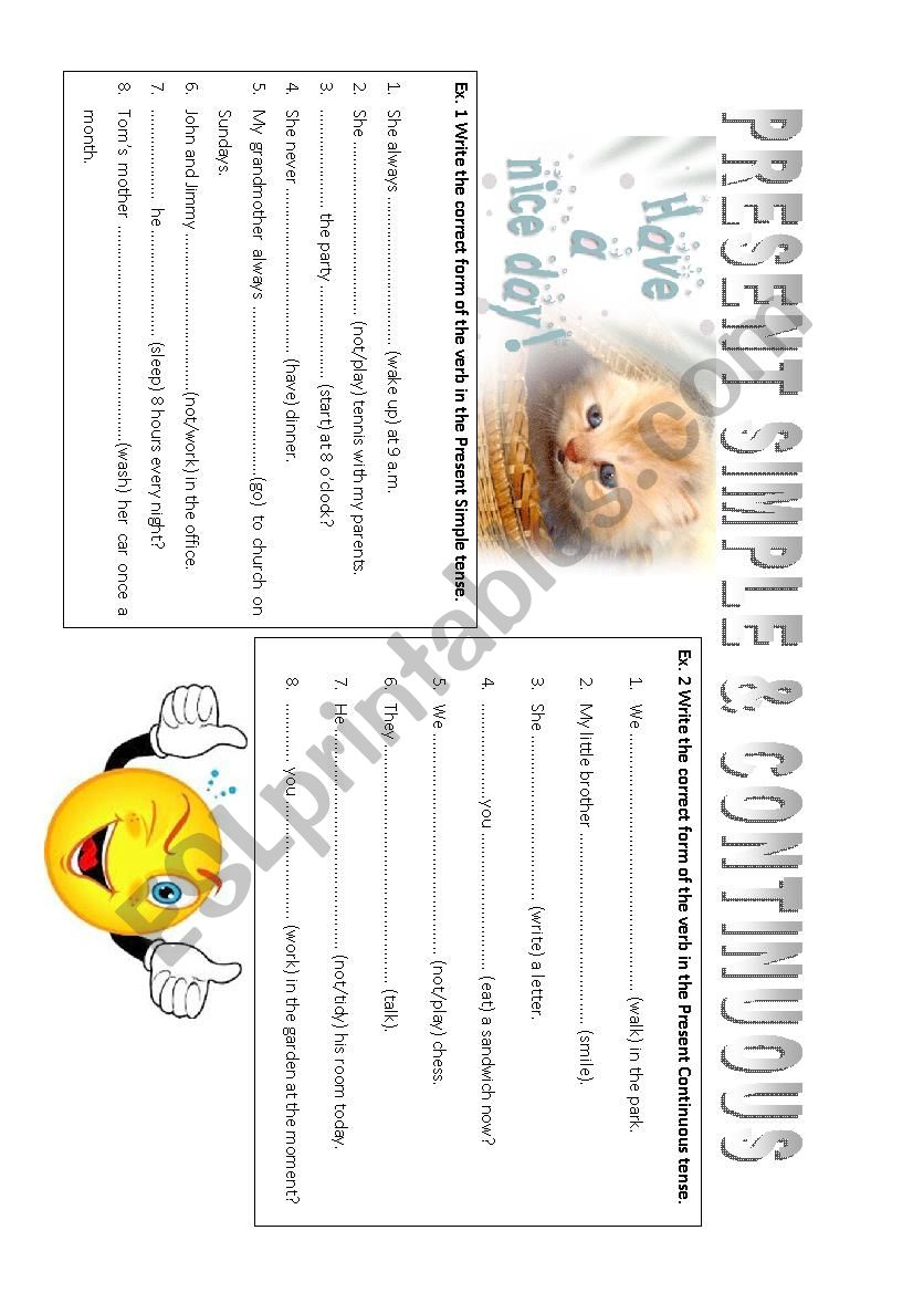 PRESENT SIMPLE & CONTINUOUS worksheet