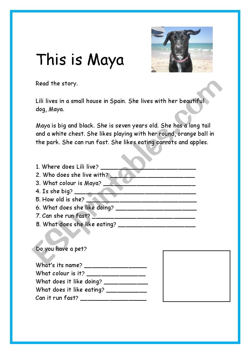 Comprehension: This is Maya worksheet