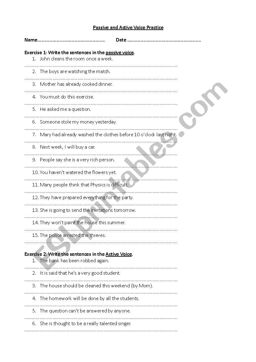 Passive / Active Voice transformations