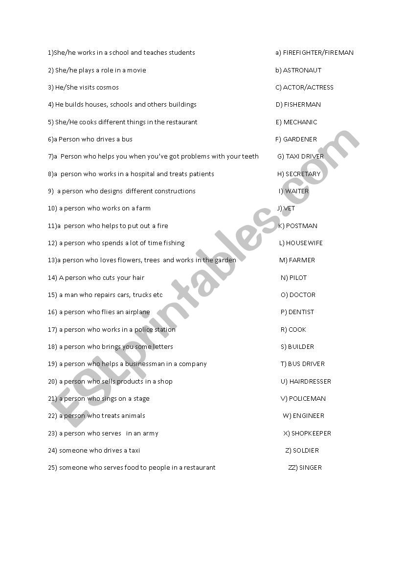 jobs worksheet