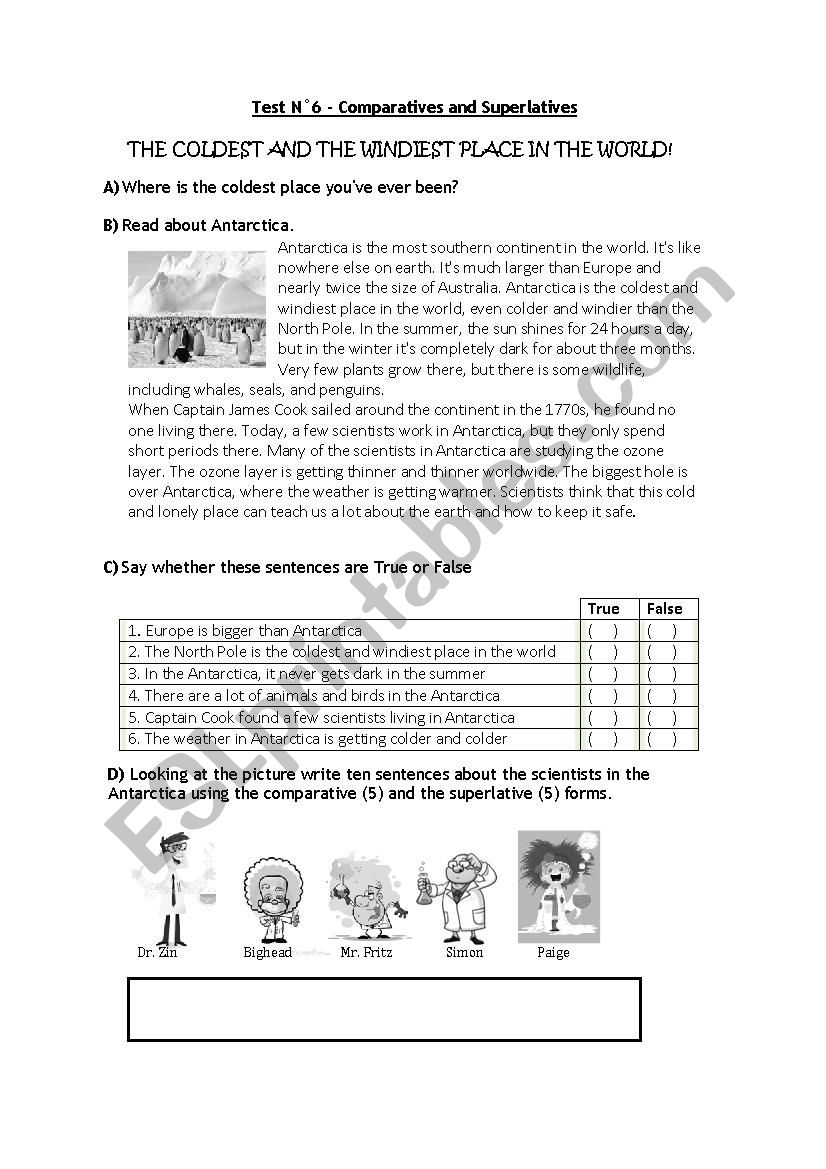 Test on Comparatives and Superlatives