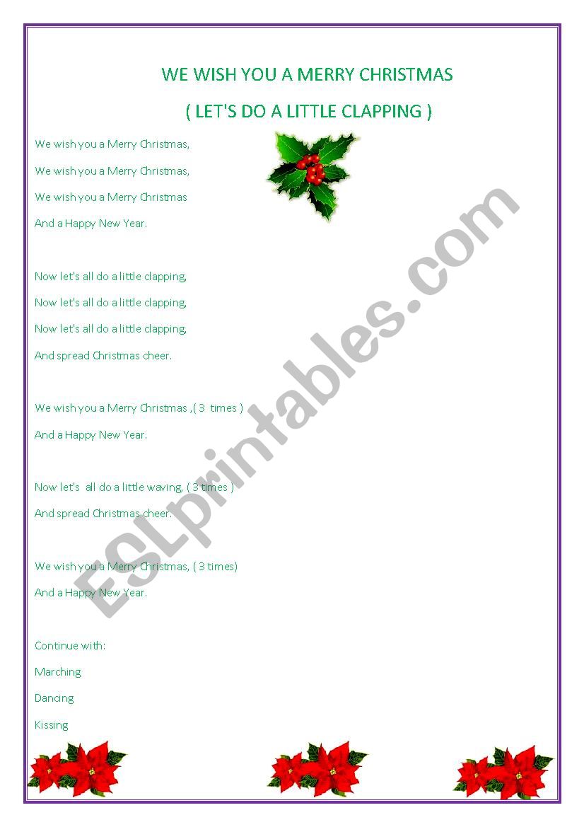 We wish you a Merry Christmas ( letÂ´s all do a little clapping )