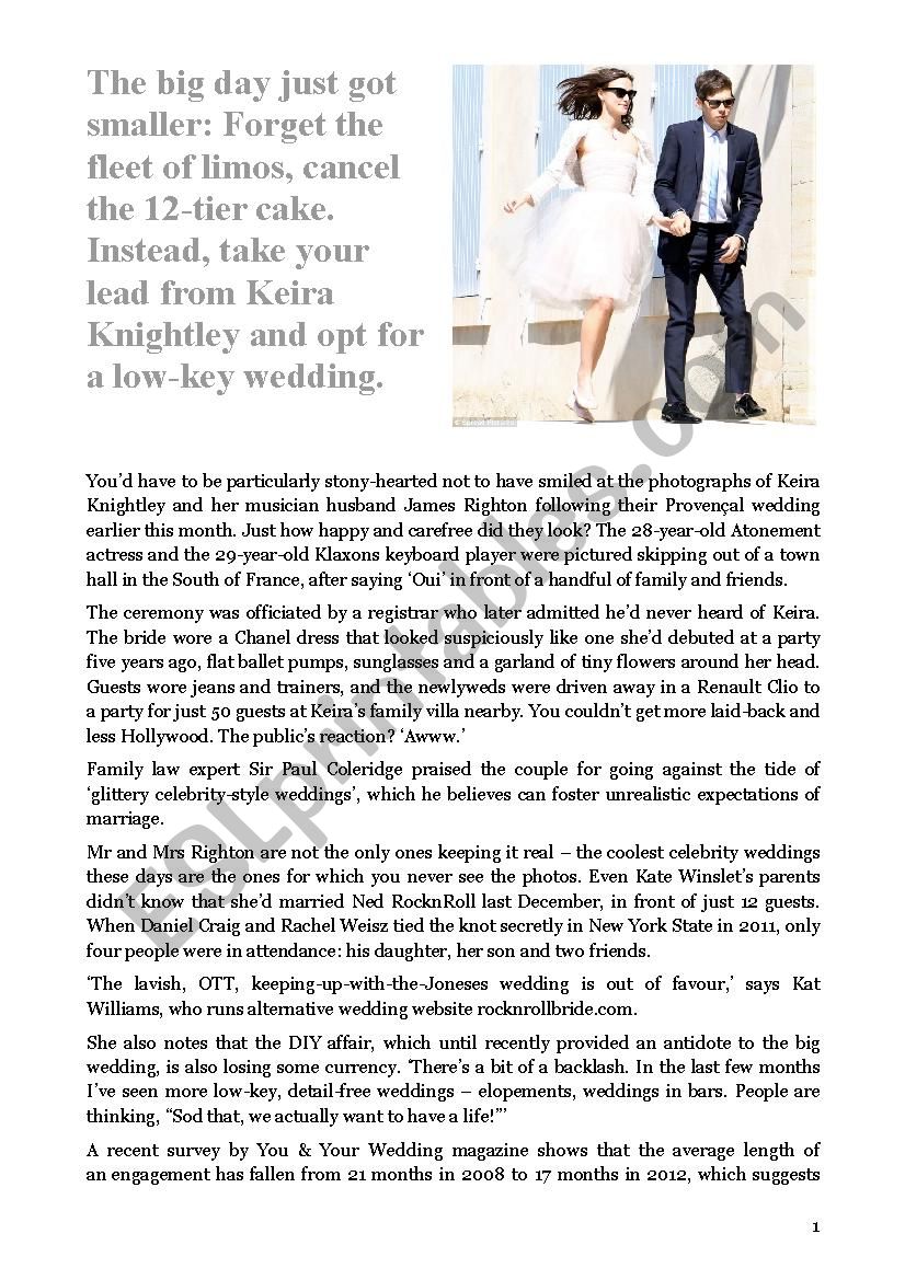 Reading - Keira Knightleys wedding