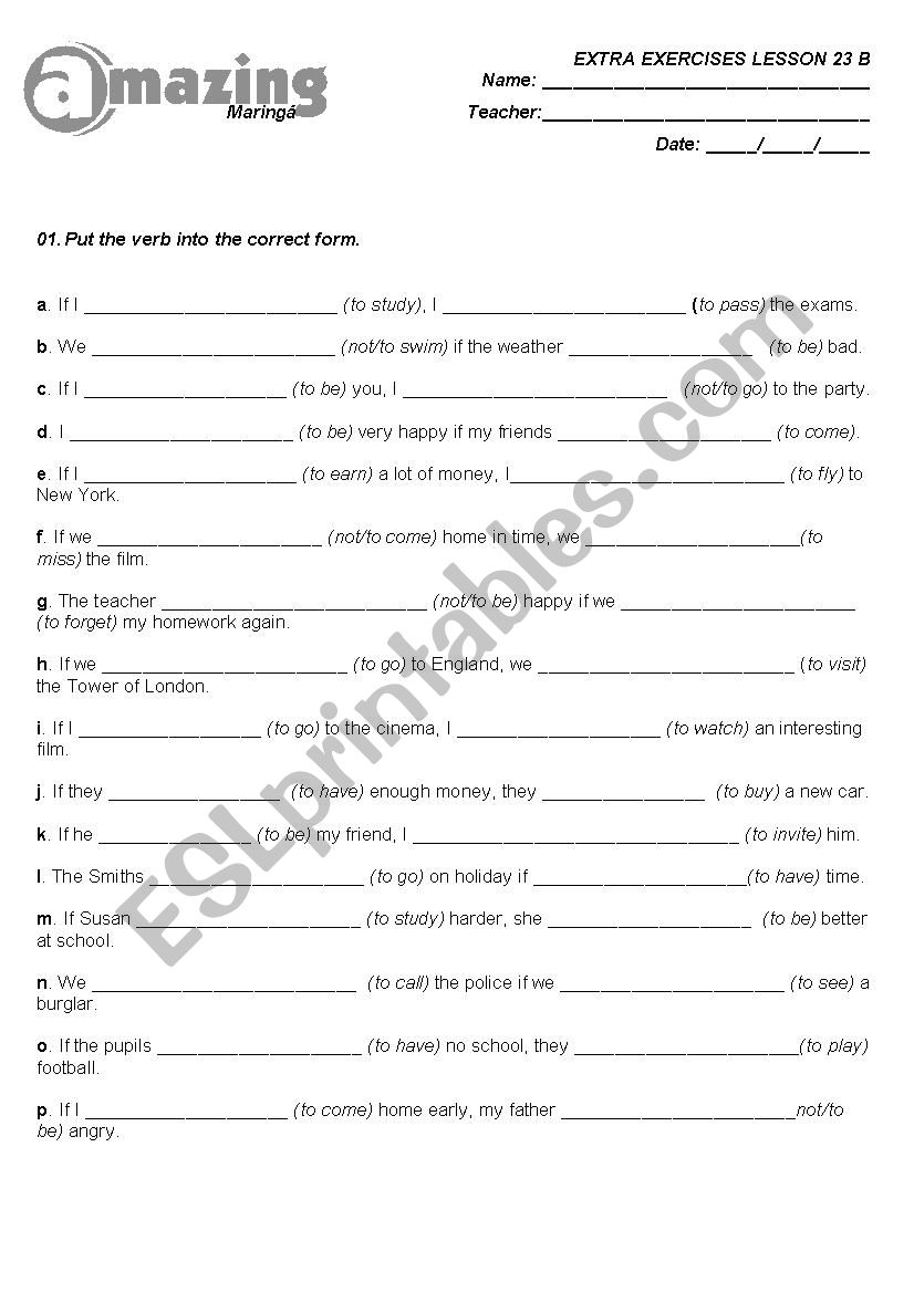 CONDITIONAL SENTENCES worksheet