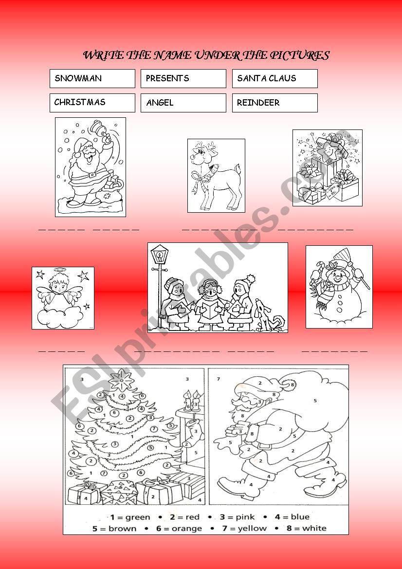 Christmas symbols worksheet