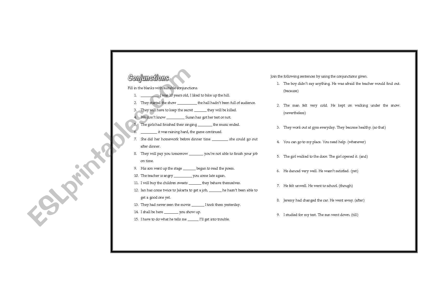 50 Advance Conjunction questions