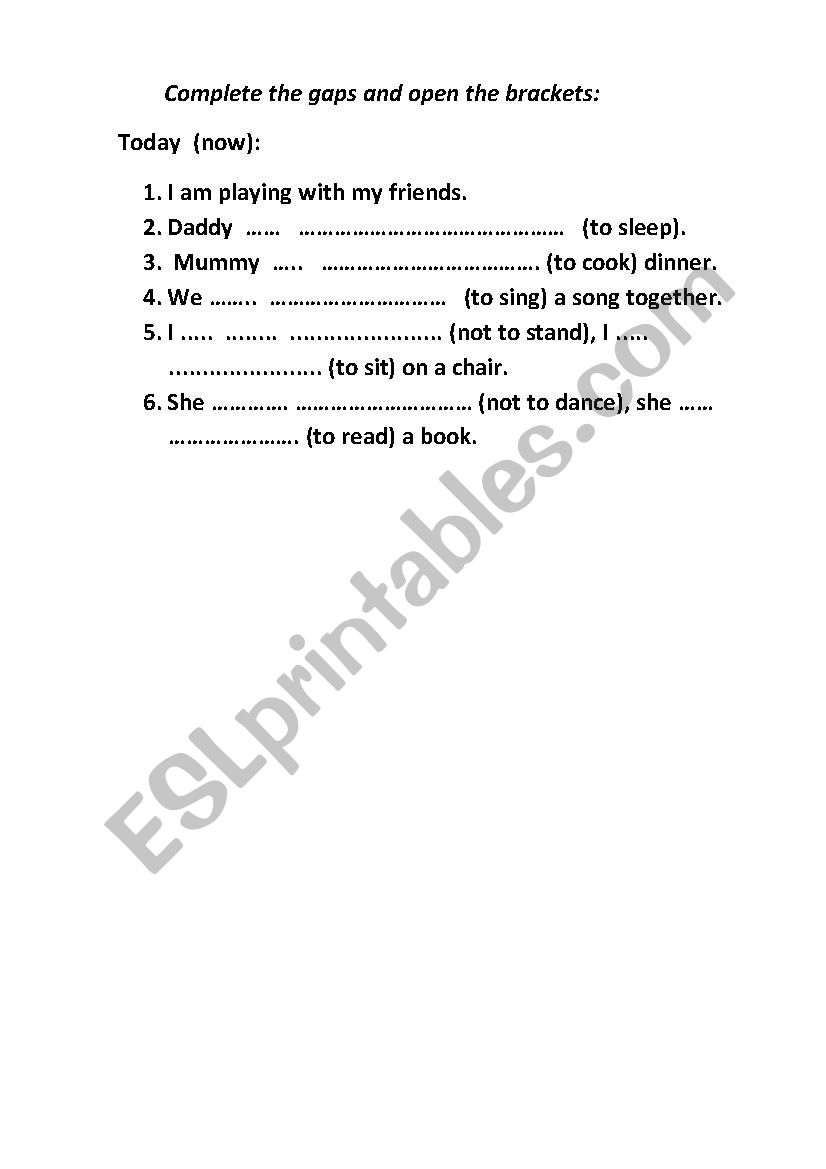 Present Continuous grammar paper