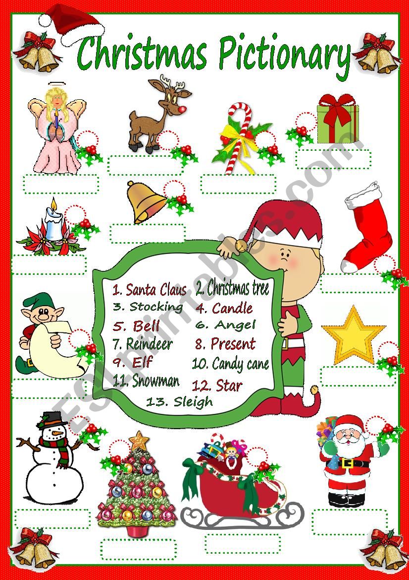 Christmas Pictionary worksheet