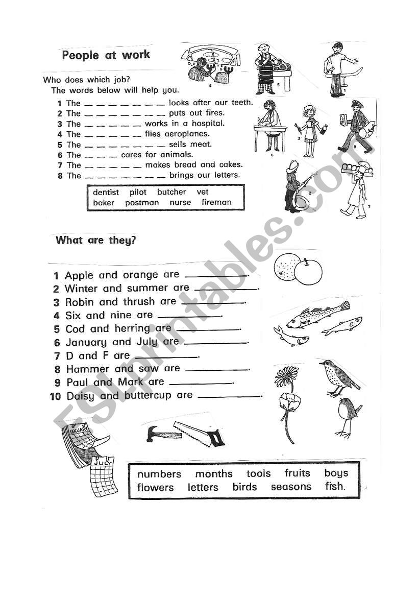 People at work worksheet