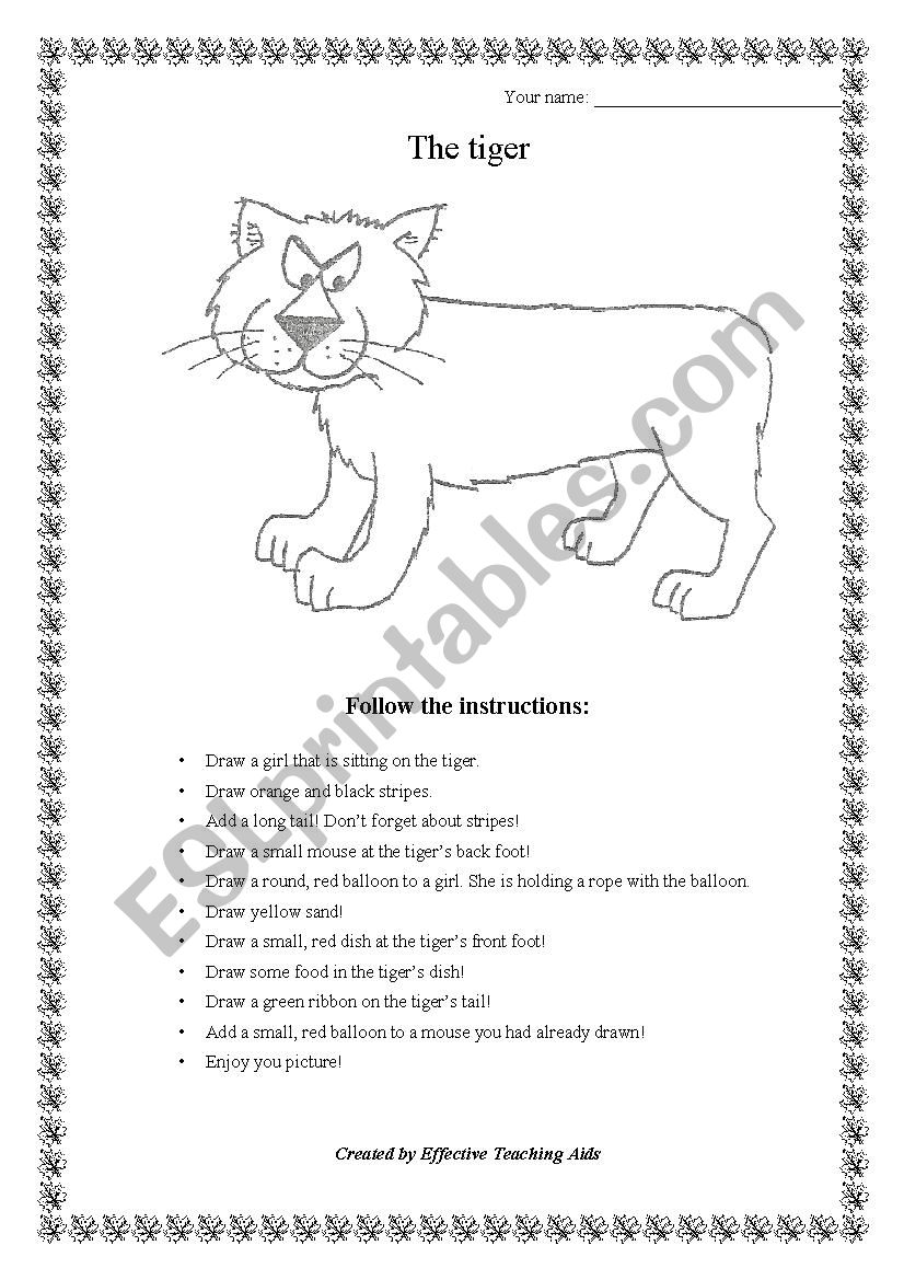 Draw a tiger worksheet