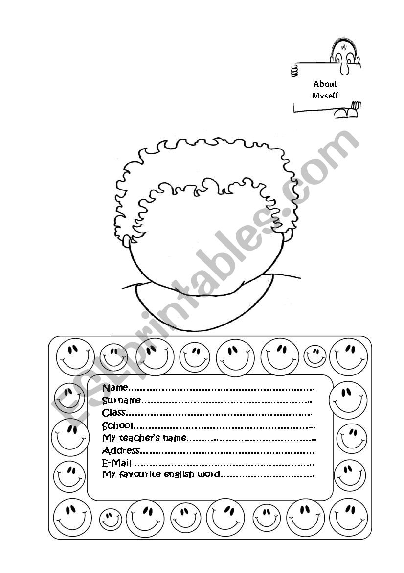 About Myself  worksheet