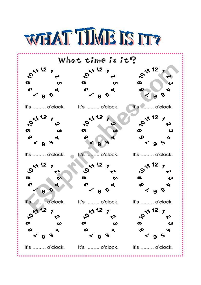 what time is it? worksheet