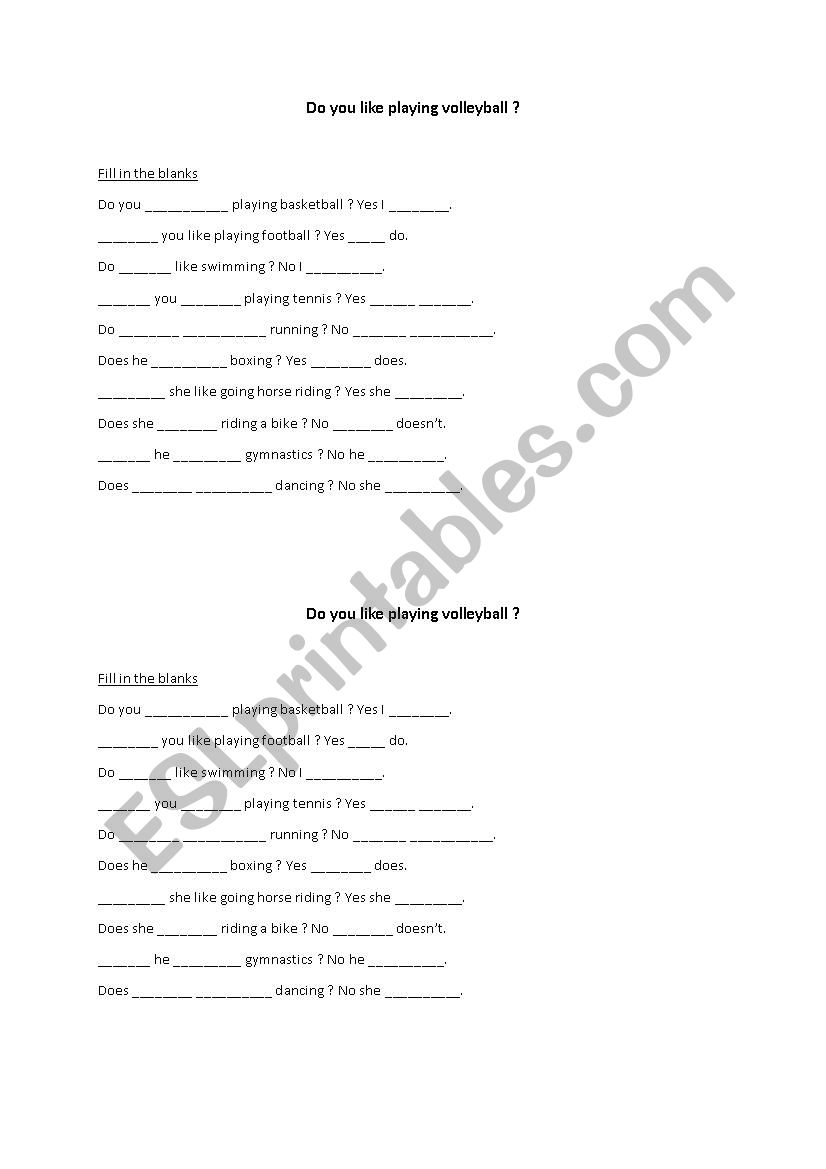 Exercise do / does worksheet