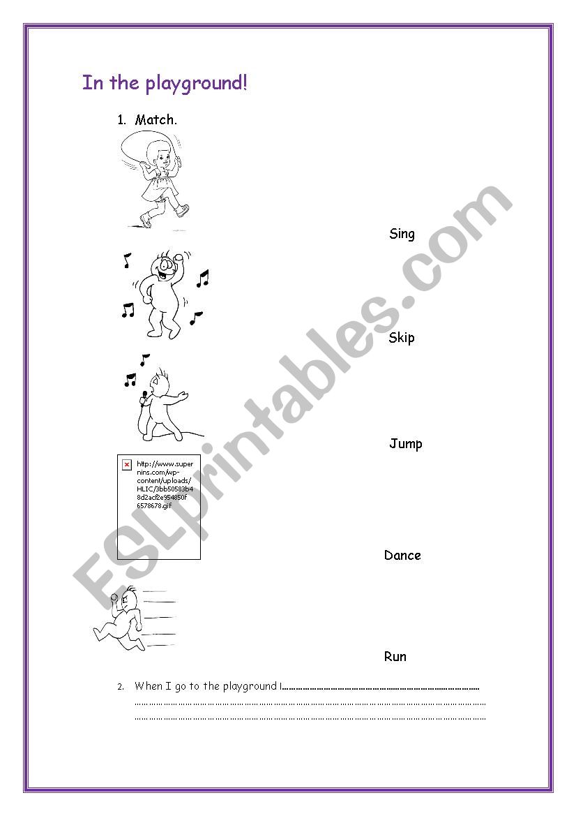 activities in the playground! worksheet