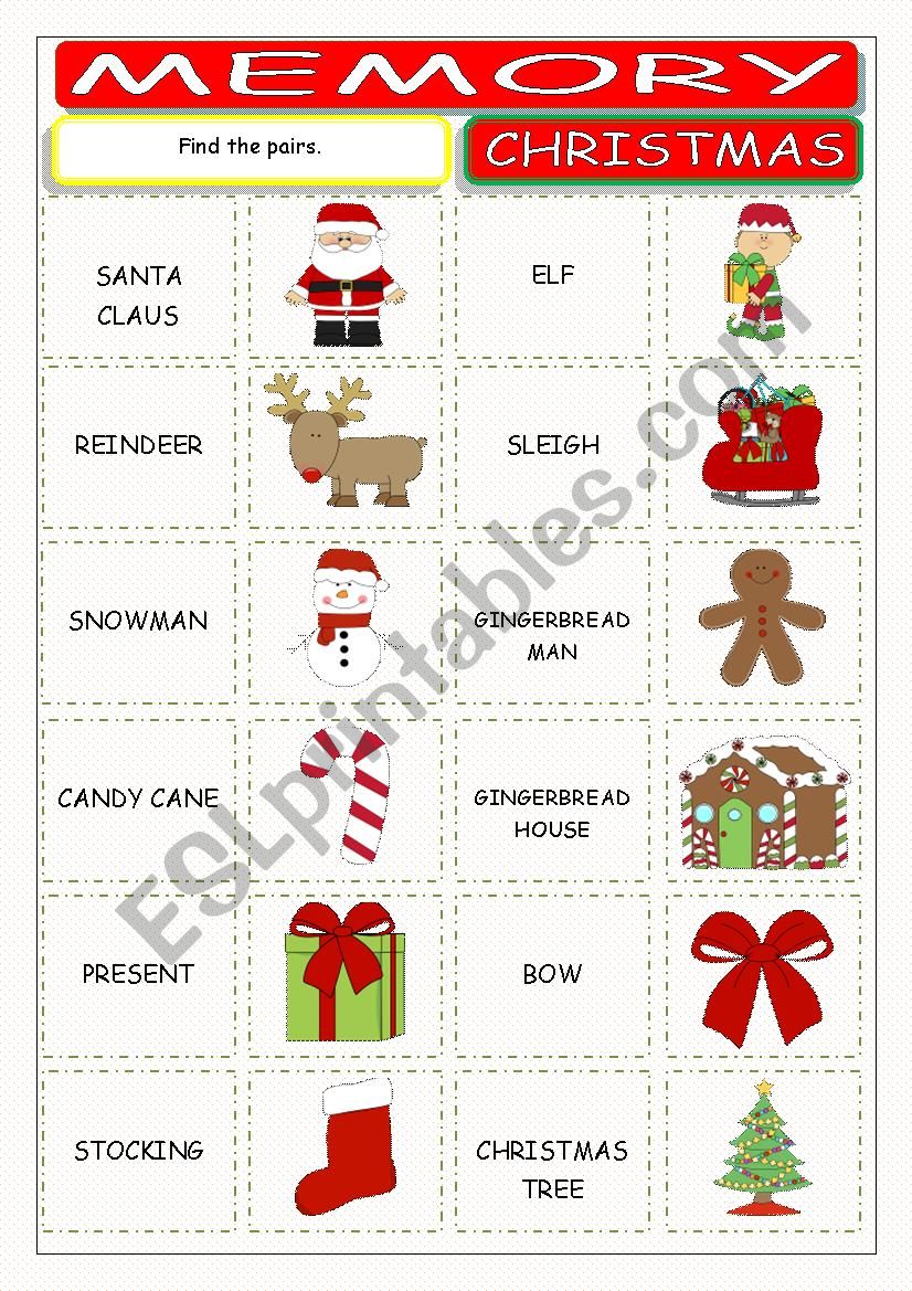 Christmas Memory worksheet