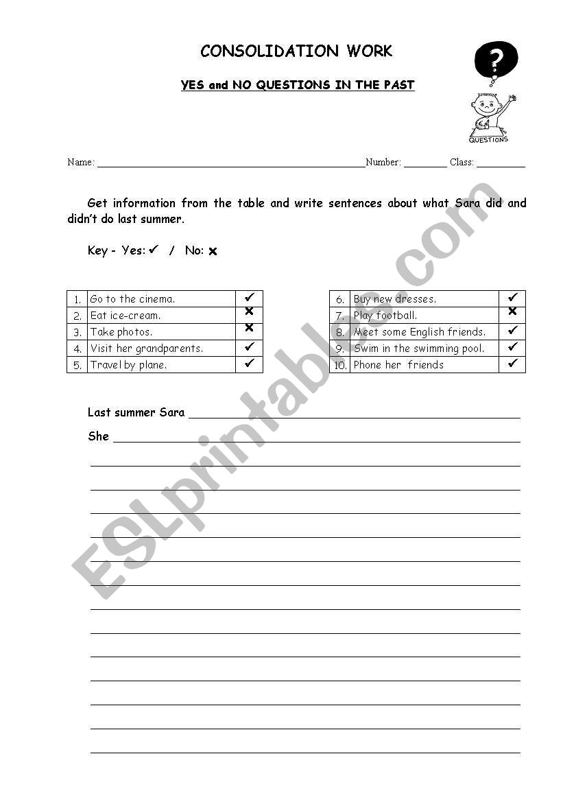 yes and no questions  worksheet