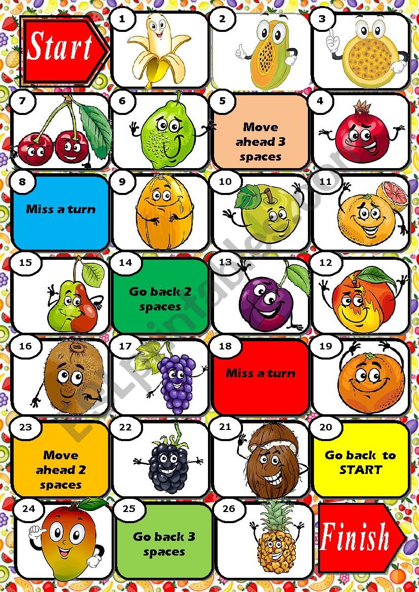 FRUIT - BOARD GAME worksheet