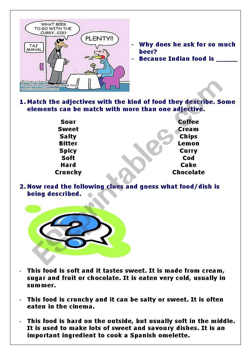 Food flavours worksheet