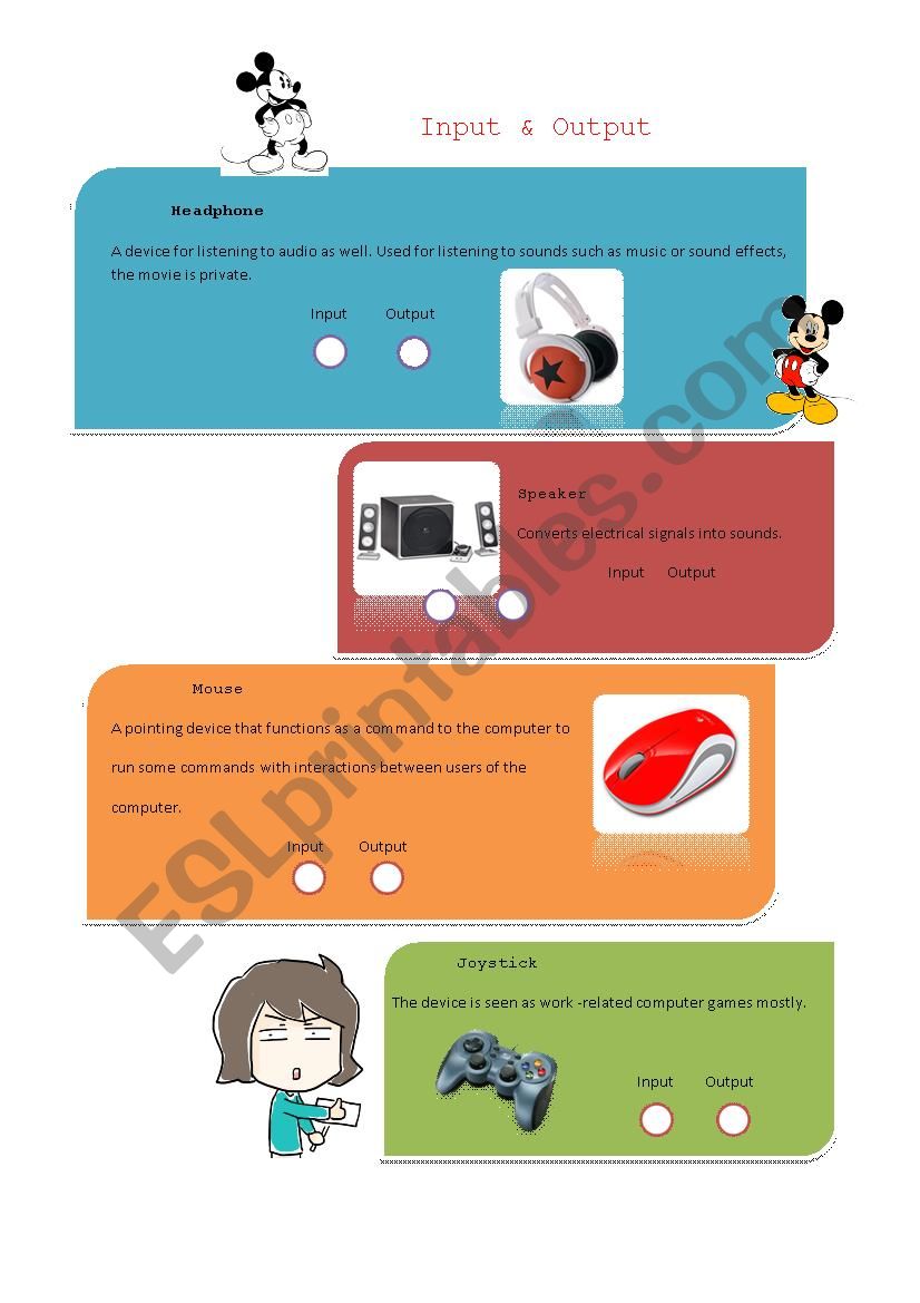 Input Output worksheet