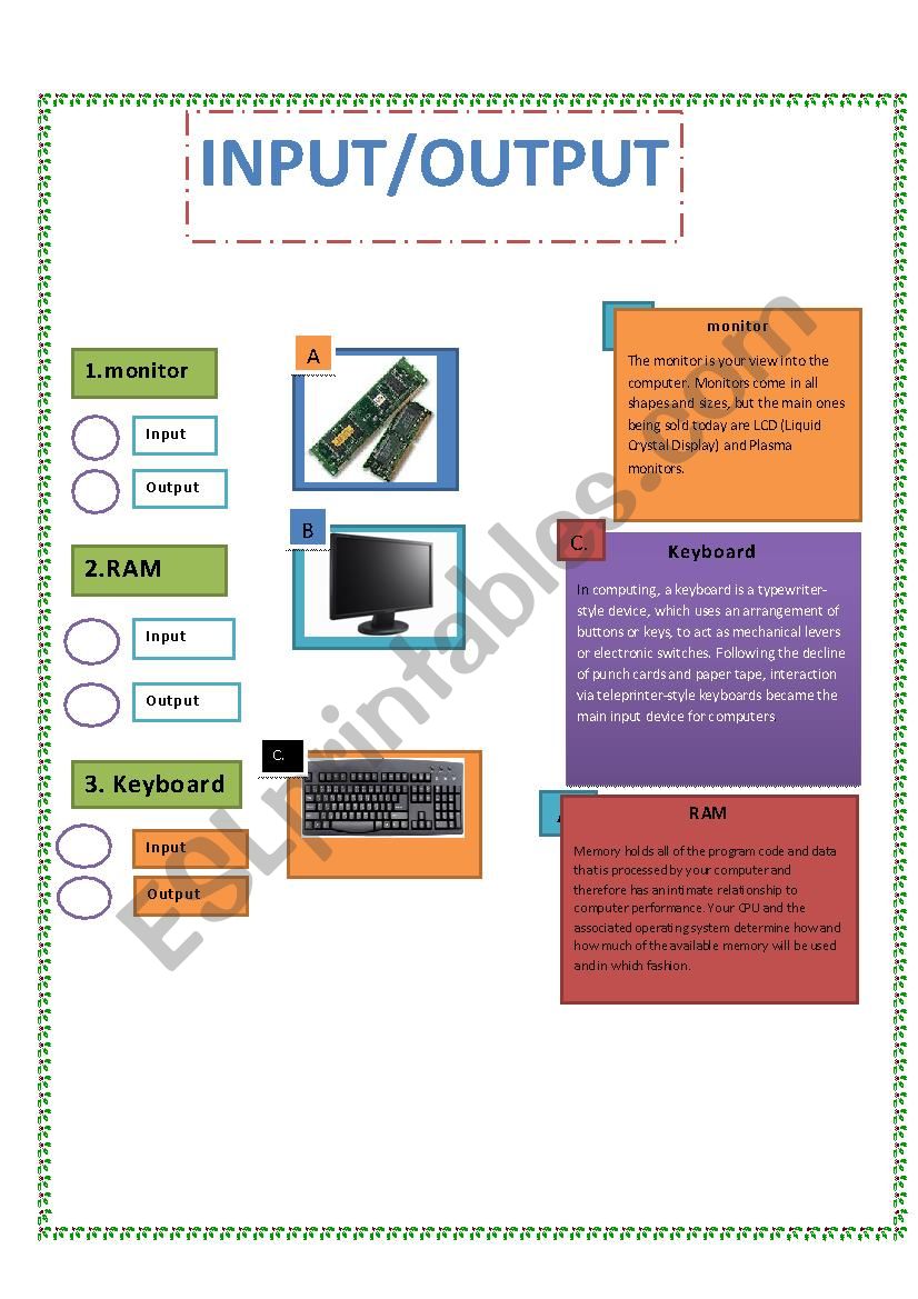 input /output worksheet