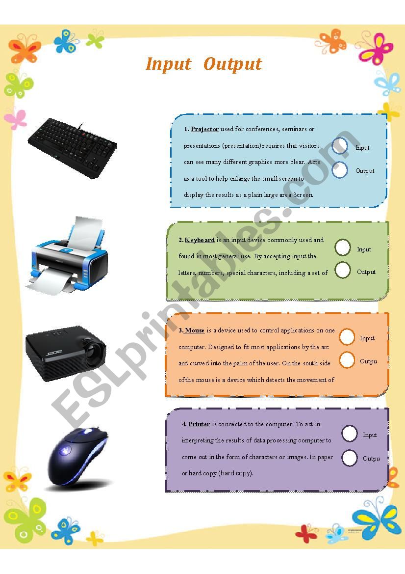 input output worksheet