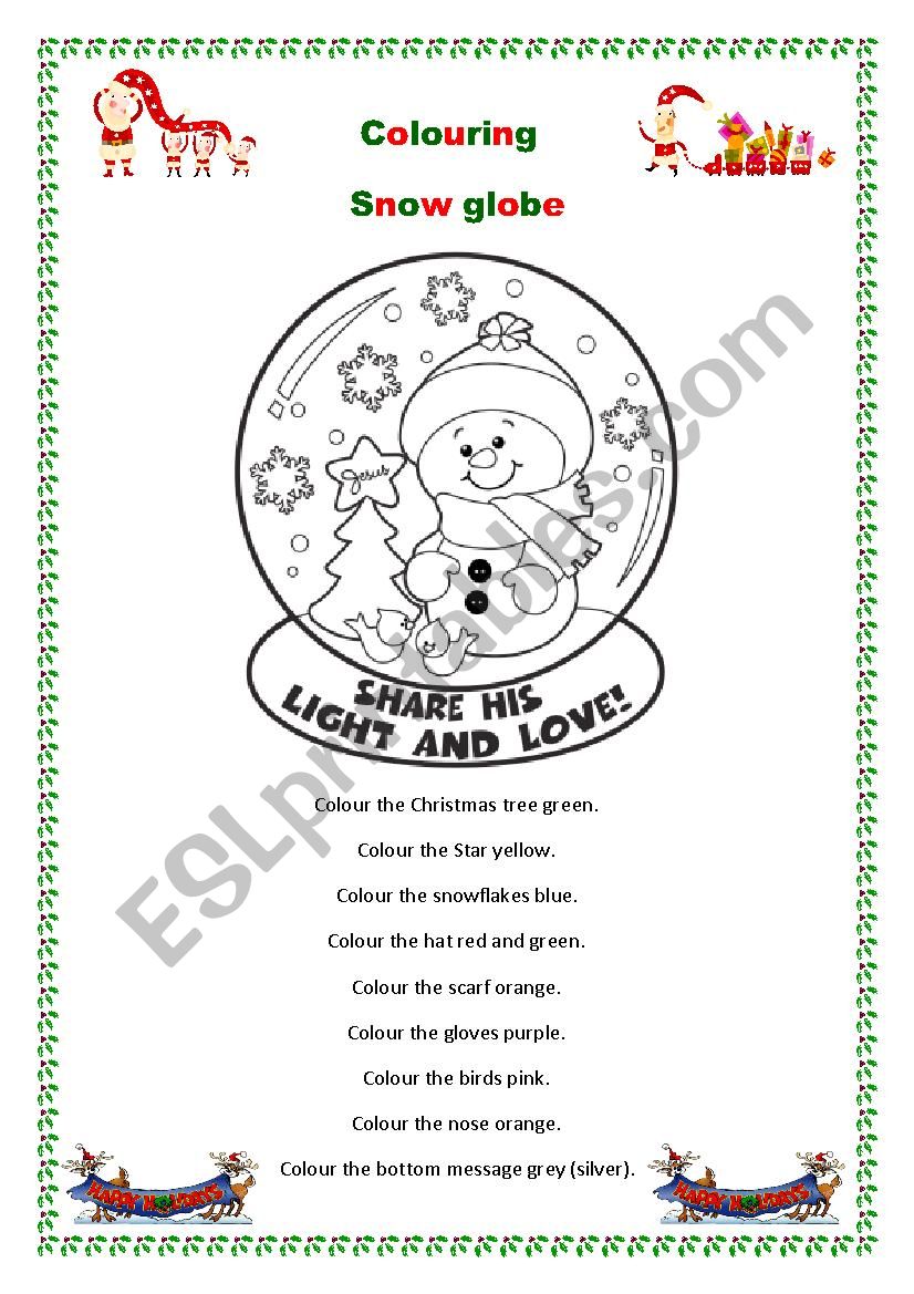 Christmas Snow Globe worksheet