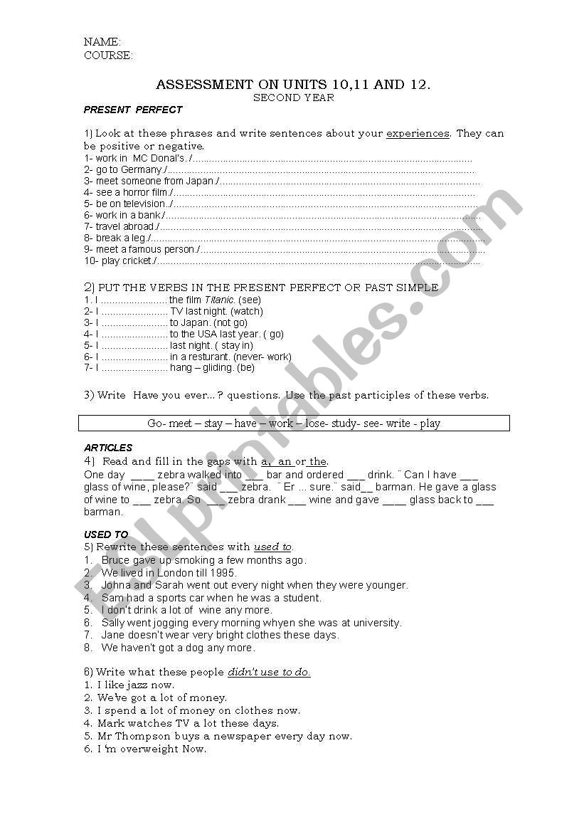 Passive voice, used to..- Written test