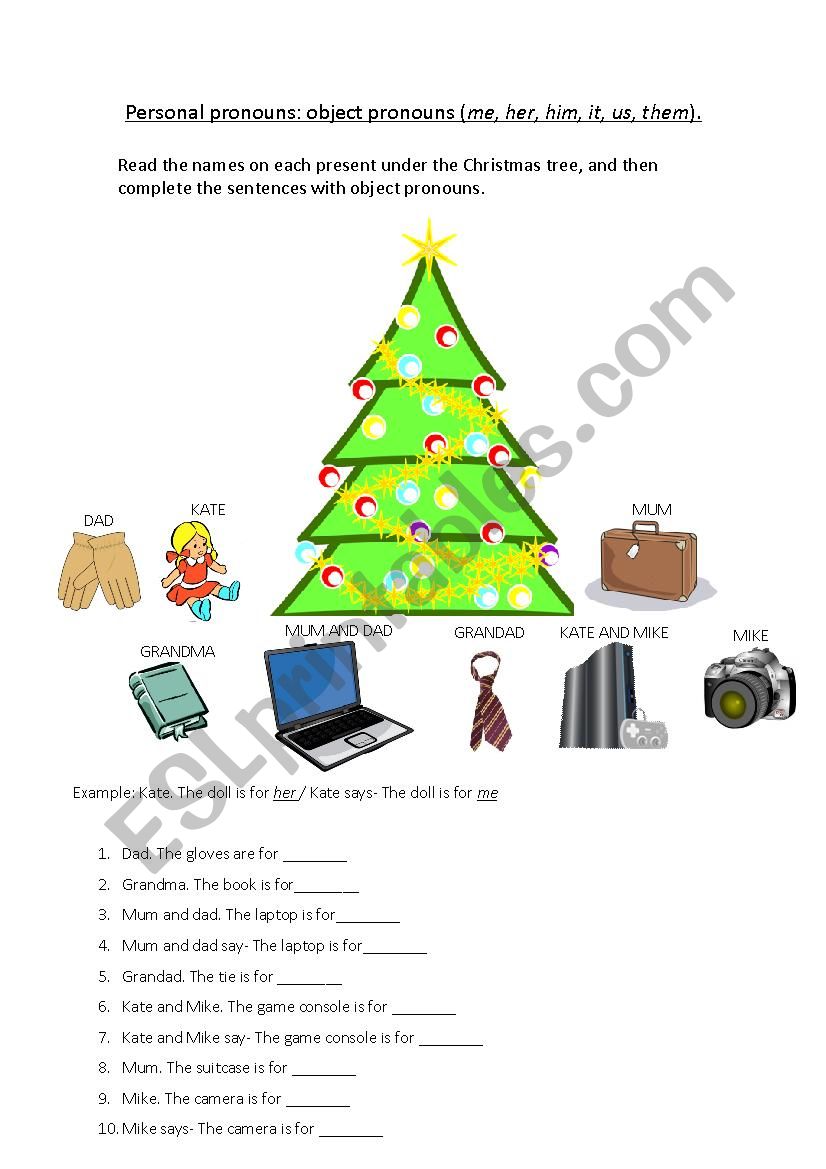 object pronouns and Christmas presents