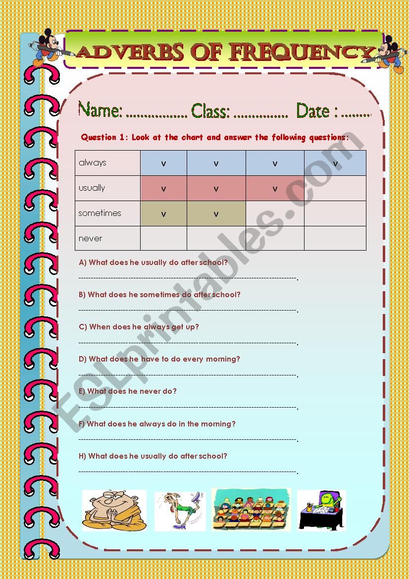 Adverbs of Frequency and daily routines 