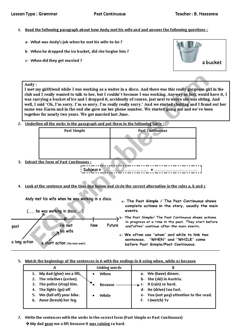 Past Continuous worksheet