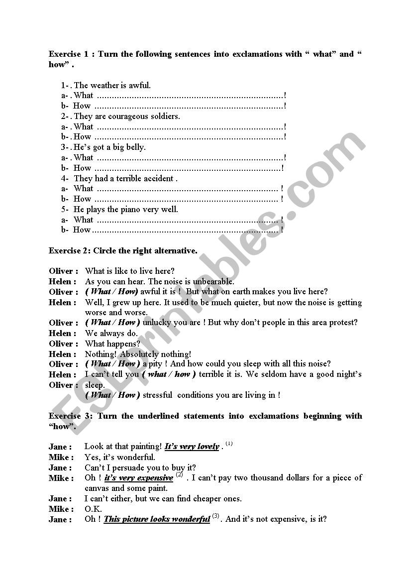 Exclamation Practice worksheet