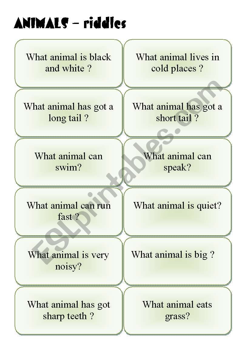 ANIMALS - riddles (3 pages) worksheet