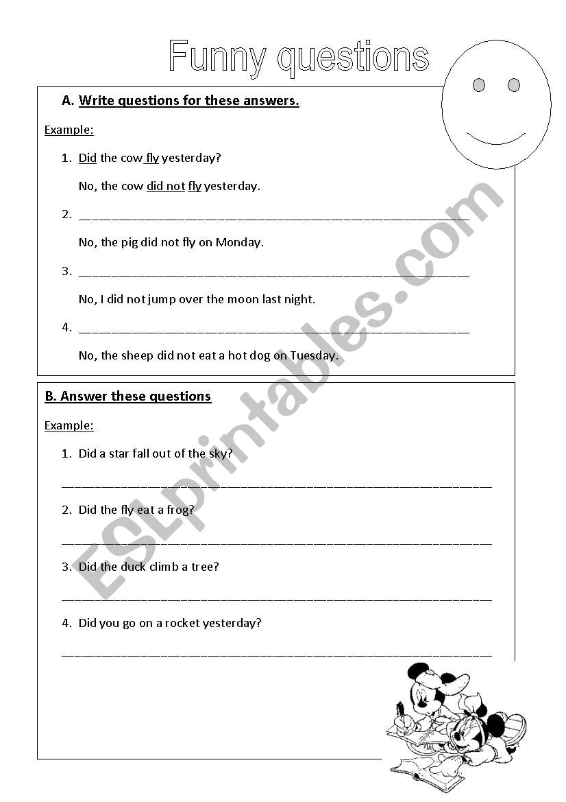 Funny questions - ESL worksheet by riann Funny questions - ESL worksheet by riann