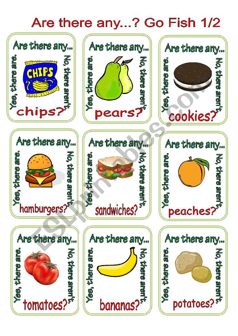 Are there any...? Go Fish 1/2 worksheet